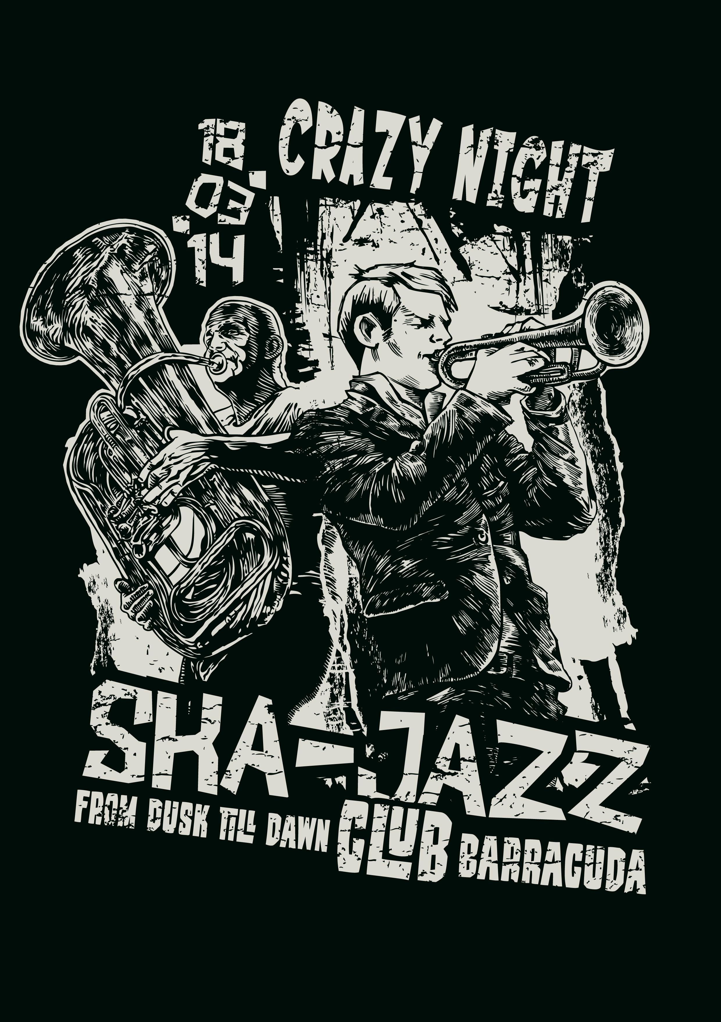 Crazy Night T-Shirt Mockup Vector EPS